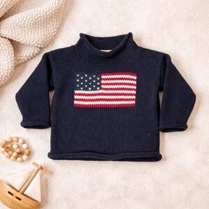 Claver Knit Navy Sweater 🇺🇸 American Flag | Cozy Classic | Size 6M